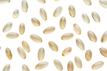 Radiant Health Vibrant Golden Pills Floating in Darkness