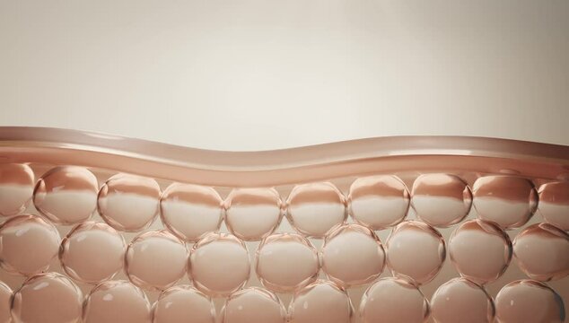3D animation of nourishing serum penetrating deep into skin layers, representing hydration, rejuvenation, and advanced skincare absorption for enhanced beauty and wellness.