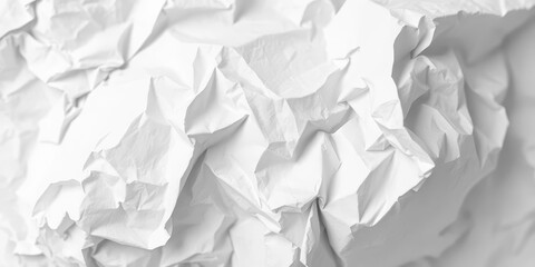Obraz premium Close-up of a crumpled sheet of white paper, showing deep creases and texture, folds, crumpled background
