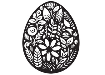 easter eggs silhouette vector design, easter egg logo icon, easter eggs decorative pattern, black and white easter egg traditional pattern, easter egg logo icon on black and white background 
