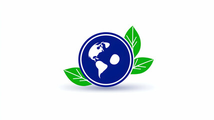 Minimalist Earth Day Background with Green Leaves and Blue Globe