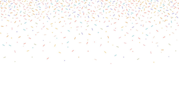 Colorful sprinkles banner background, colorful falling decorative sprinkles background