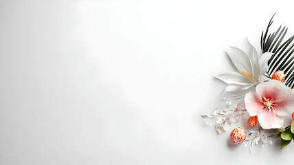 Minimalist Easter Floral Arrangement on White Background