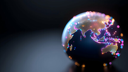 Futuristic Digital Earth Spinning with Bright Continents