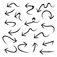 Grunge curved arrows set for business plan, presentation and education. Sign, Symbol, Hand drawn arrow collection in eps 10.