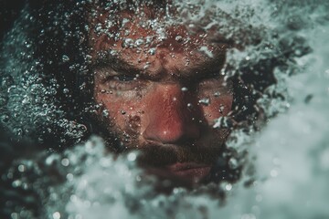 A man wearing the necessary scuba gear is preparing to venture underwater