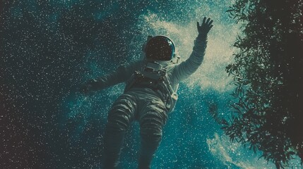 With finesse, an astronaut charts a course through the dark expanse of space