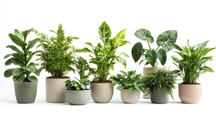 Fototapeta premium Collection of potted houseplants on white background. (12)