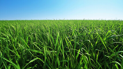 Obraz premium Fresh green grass field. Clear sky on the background.