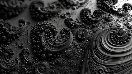 an image of fractal patterns in black hues.