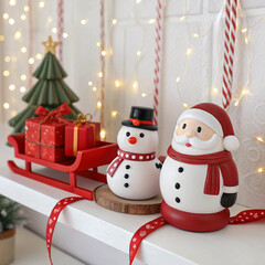 snowman and christmas tree