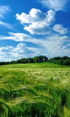 Fototapeta premium green field and blue sky
