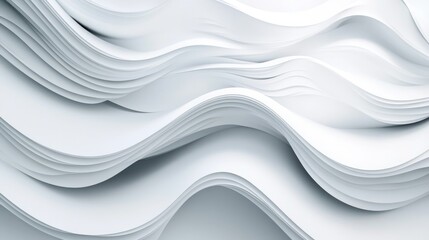 Obraz premium Soft, curving white waves layered in a 3D effect, forming a modern and abstract background.