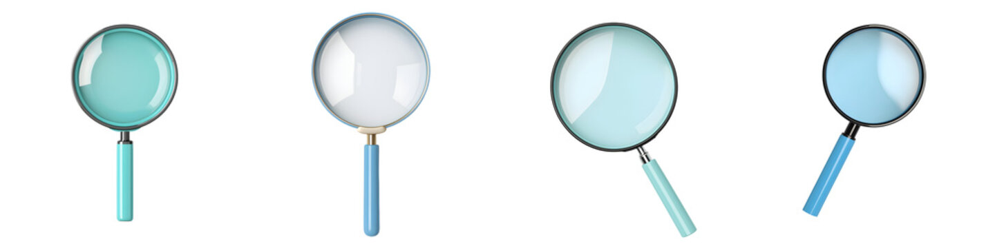 A collection of magnifying glasses in various colors and sizes used for close inspection detailed observation and thorough of small objects and fine details
