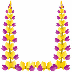 Obraz premium Colorful floral frame with leaves and butterflies