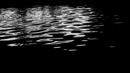 reflections of a black sky on still water.