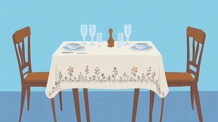 Obraz premium Simple Table Setting in a Calm Dining Room