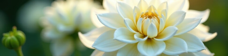 Obraz premium Magnificent white dahlia, intricate details, soft light , details, dahlia, pure