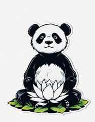 panda bear with a bamboo