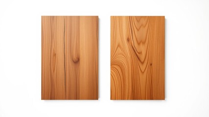 Naklejka premium High-resolution images of two light brown wood panels showing natural grain patterns and subtle cracks