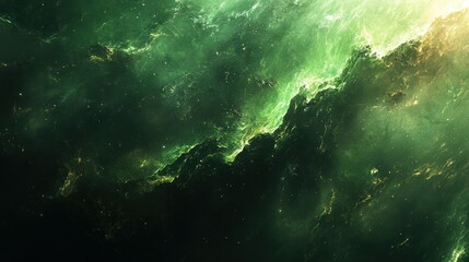 Emerald Nebula: A Celestial Tapestry of Green and Gold