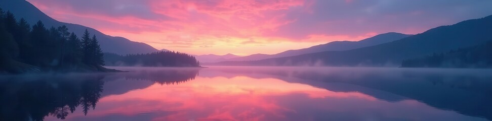 Pre-dawn light paints the Irish lake with soft hues , Irish lake, daybreak, tranquil