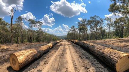 environmental destruction, a previously flourishing forest now lays in ruins with scorched trees and ashes, a result of a severe wildfire worsened by extended heatwaves
