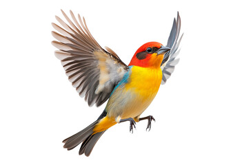 Obraz premium Western Tanager bird with open wings isolated on transparent background