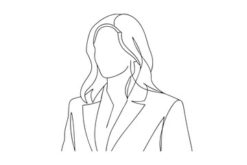Minimalist Line Art Portrait of a Businesswoman, Professional, Elegant