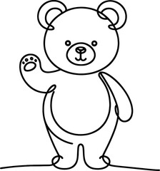 cute, cartoon style bear character with friendly wave, exuding warm, welcome vibe. This playful design is perfect for children