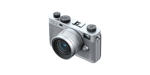 Retro-Style Digital Camera. Vintage Aesthetic Meets Modern Photography Technology Isolated On Transparent Background