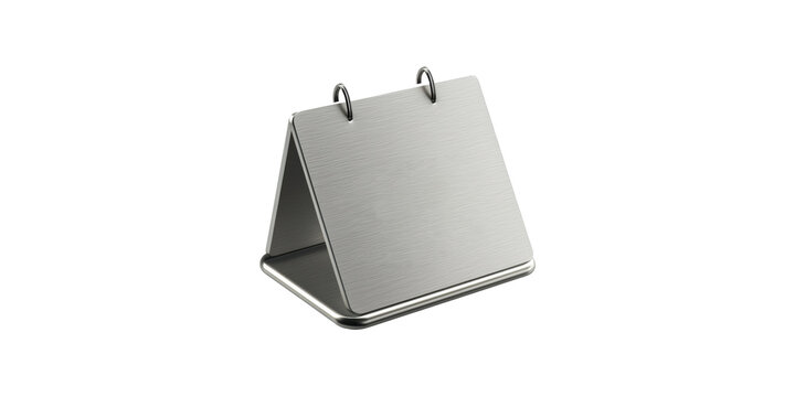 Metallic Desktop Flip Calendar Stand. Modern Office Organization And Scheduling Tool Isolated On Transparent Background