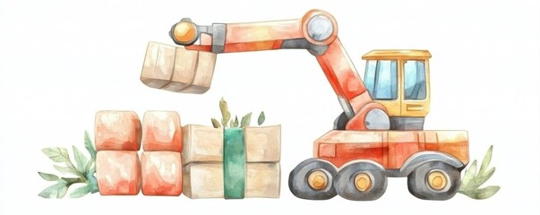 Fototapeta premium Advanced robotic system efficiently handling raw materials in a modern industrial setting.