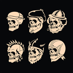 skull set tattoo vector design