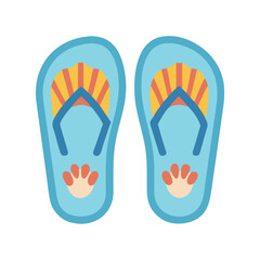 Colorful Beach Flip-Flops with Seashell and Paw Print Design