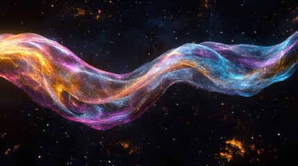 Fototapeta premium Abstract luminous dna strand twisting in deep space glowing with vibrant energy