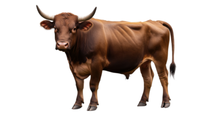 Brown bull isolated on white background 