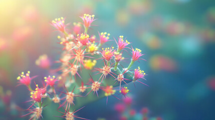 Obraz premium Vibrant close-up of colorful flowering plant with soft bokeh background in natural setting