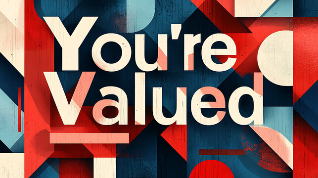 A modern and bold digital artwork displaying "Excellent Work" in striking typography on a geometric background with a sleek design in contrasting warm and cool tones.