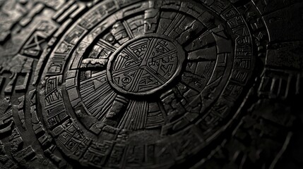 Naklejka premium ancient symbols abstractly in black tones.