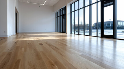 Obraz premium Modern Minimalist Art Gallery Interior with Neutral Tones and Sunlight