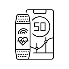 fitness tracker black line icon for digital and print projects.