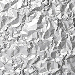 Crumpled silver foil with highlights and shadows creating a metallic texture, wrinkled, material texture