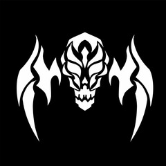 illustration design abstract tribal art tattoo skull head winged devil