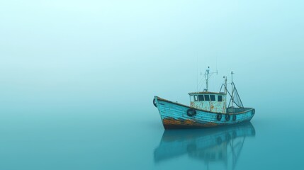 Naklejka premium Tranquil scene of boat gracefully sailing across the vast expanse of water scenic
