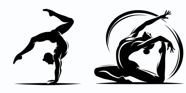 Sport Artistic Gymnastics Somersaults silhouette displays amazing tumbling aerial acrobatics skill.