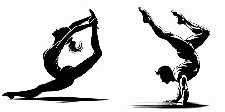 Sport Artistic Gymnastics Splits silhouette, a graceful pose showing flexibility and balance.