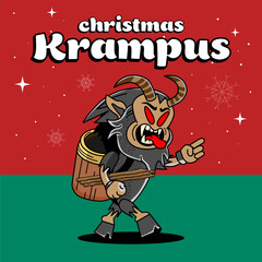 Obraz premium Christmas Retro Groove Krampus Vector Character