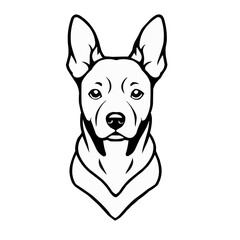 Black and white line art of a dog, logo, coloring book asset, for your coloring book,