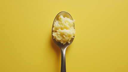  spoonful of minced garlic on yellow